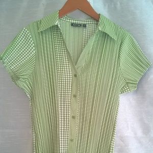 Fun Green Polka Dot Short Sleeve Button Down